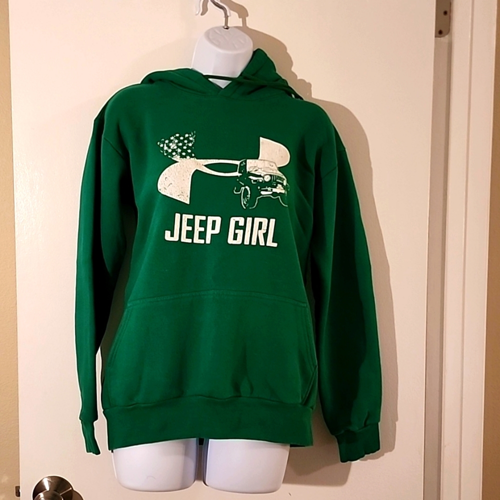 Under Armour Jeep Girl hoodie sweatshirt, green, size small